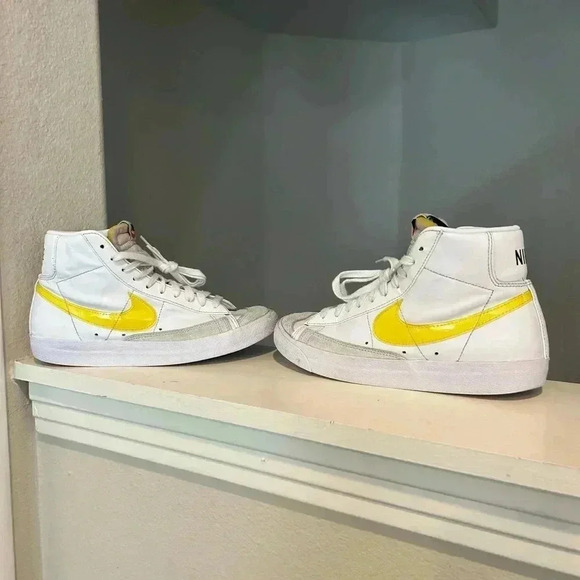 Nike Shoes - Nike Blazer 77 Mid DJ3050-101 Essential White Opti Yellow Sneakers US Women's 8